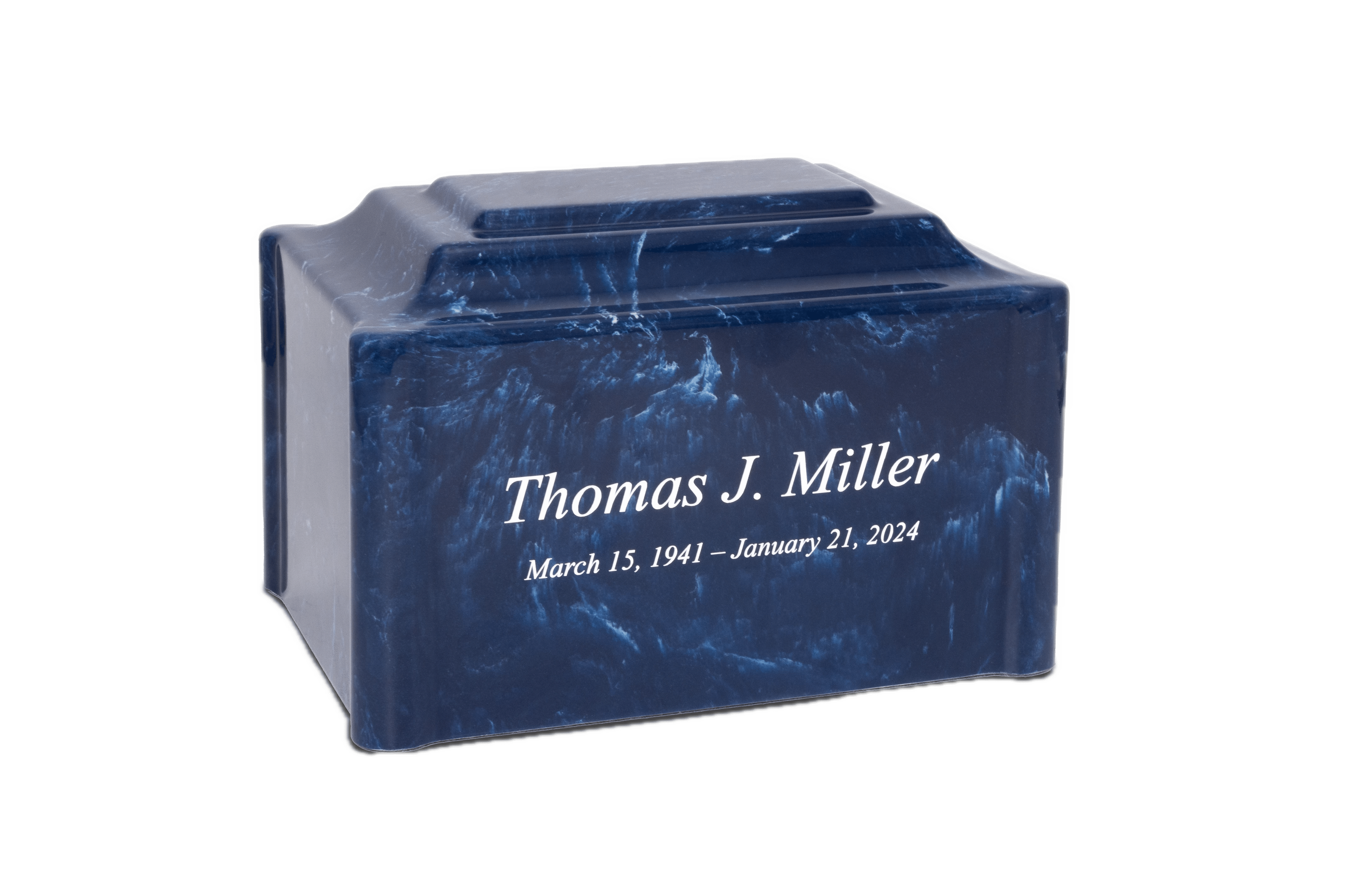 Navy Blue Cultured Marble Cremation Urn
